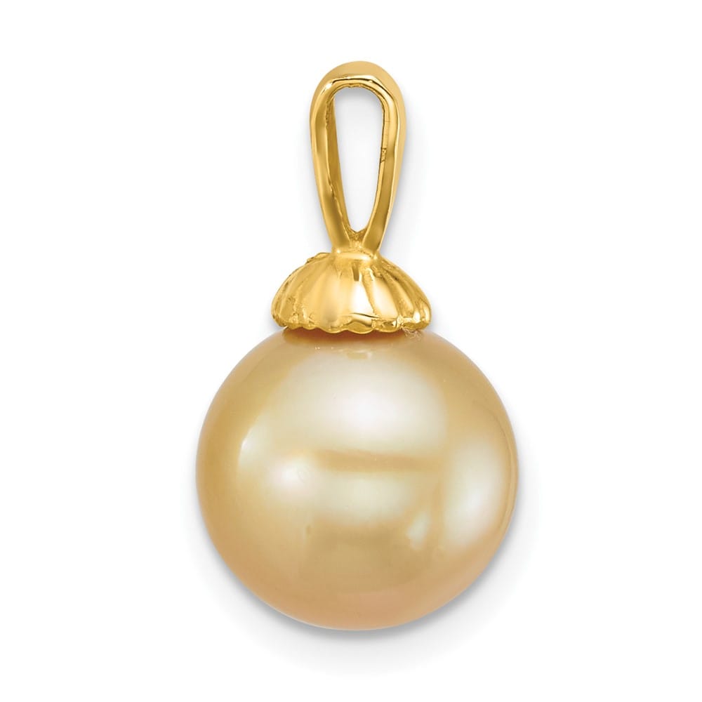 14K Yellow Gold 10-11mm Golden Round South Sea Cultured Pearl Pendant