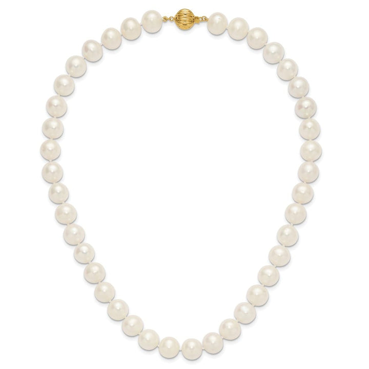 14K Yellow Gold 10-11mm Round White Cultured Pearl 18 inch Necklace