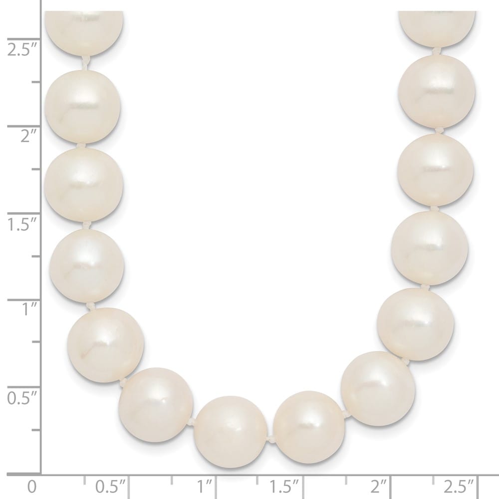14K Yellow Gold 10-11mm Round White Cultured Pearl 18 inch Necklace