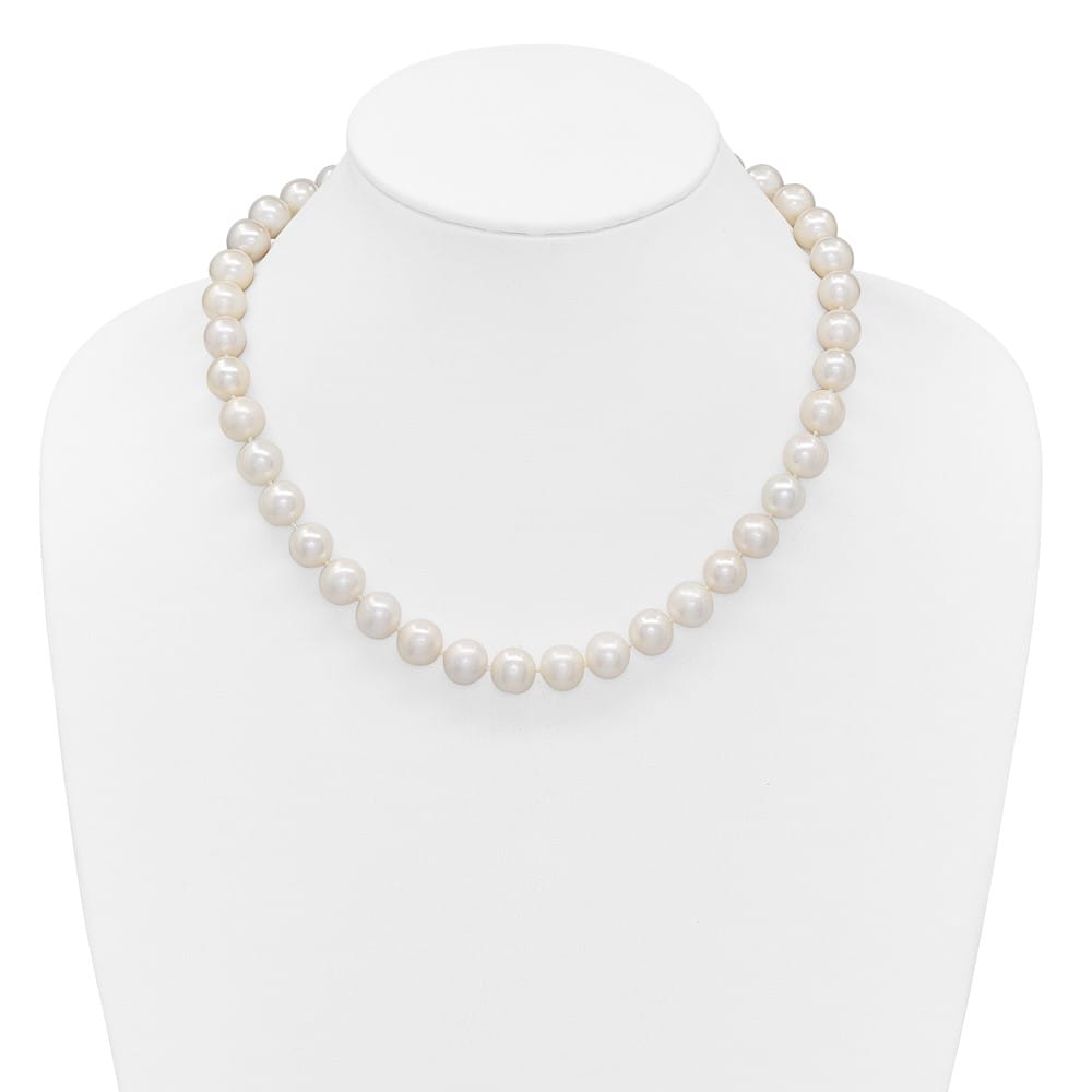 14K Yellow Gold 10-11mm Round White Cultured Pearl 18 inch Necklace