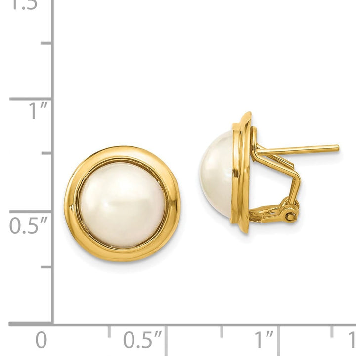 14K Yellow Gold 10-11mm White Freshwater Cultured Mabe Pearl Earrings