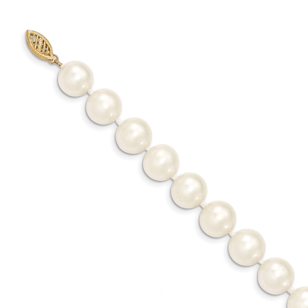 14K Yellow Gold 10-11mm White Round Cultured Pearl 18 inch Necklace
