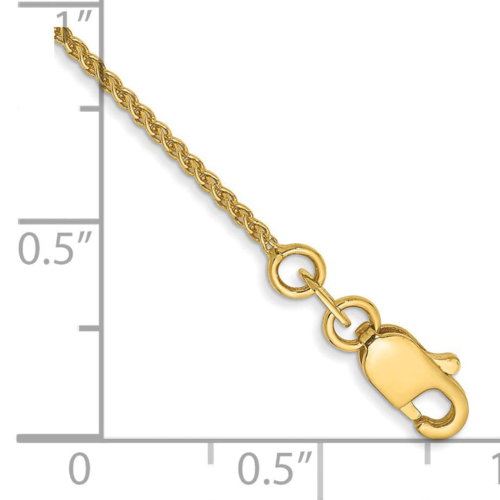 14K Yellow Gold 10 inch 1.05mm Spiga Anklet