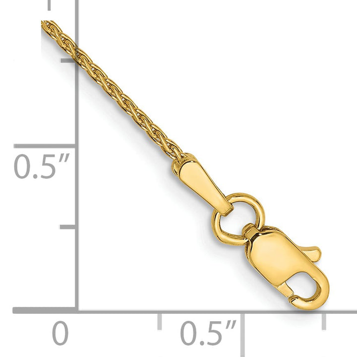 14K Yellow Gold 10 inch 1mm D.C. Parisian Wheat Anklet