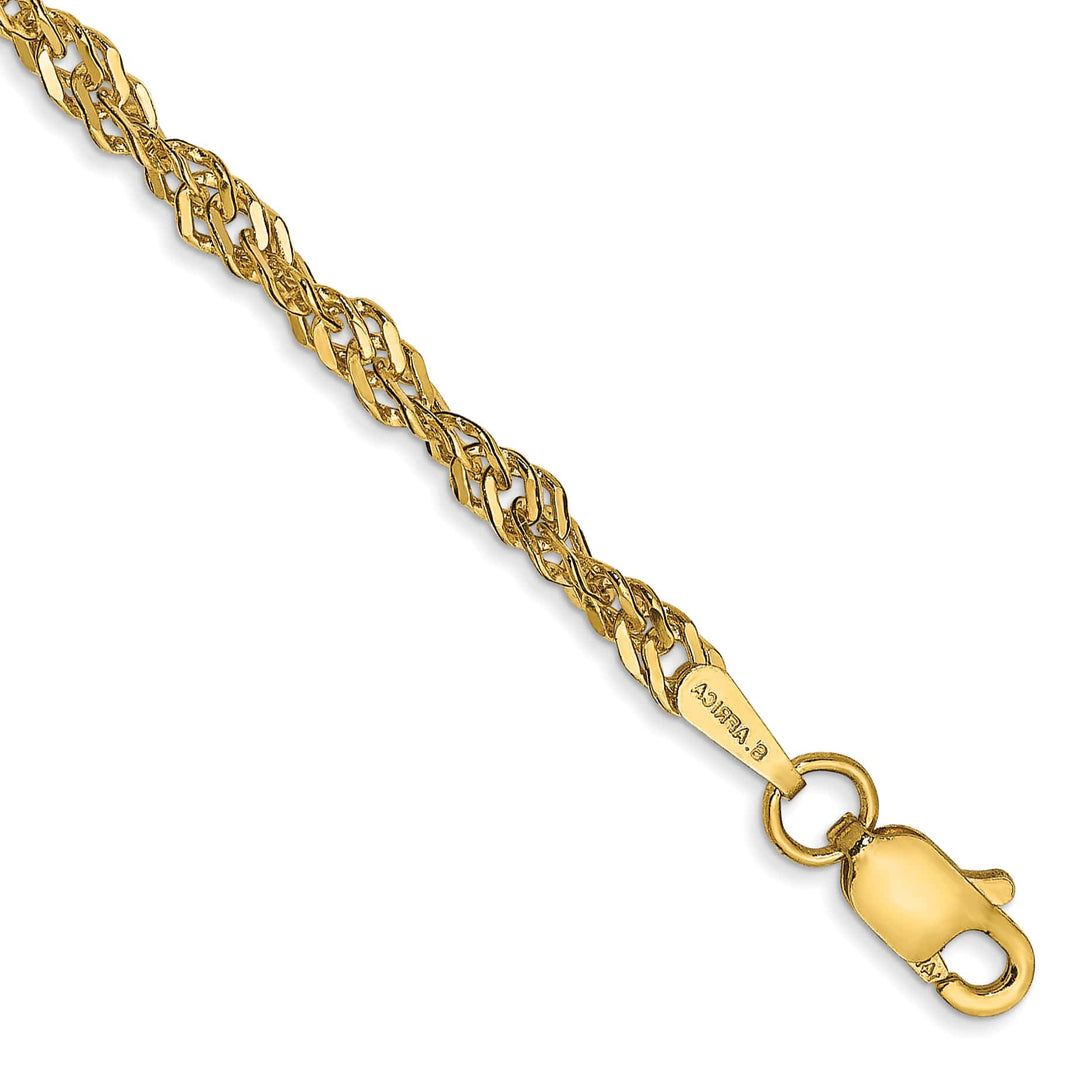 14K Yellow Gold 10 inch 2.75mm Lightweight Singapore Anklet