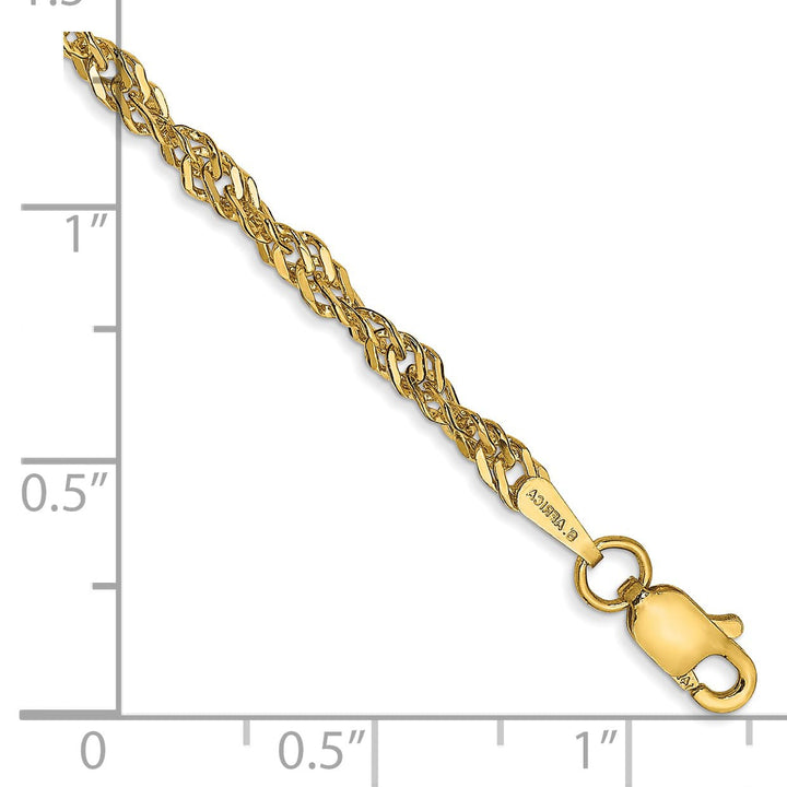 14K Yellow Gold 10 inch 2.75mm Lightweight Singapore Anklet