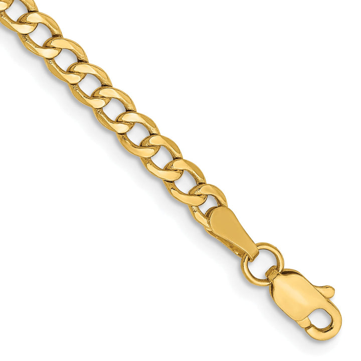14K Yellow Gold 10 inch 3.35mm Semi-Solid Curb Anklet