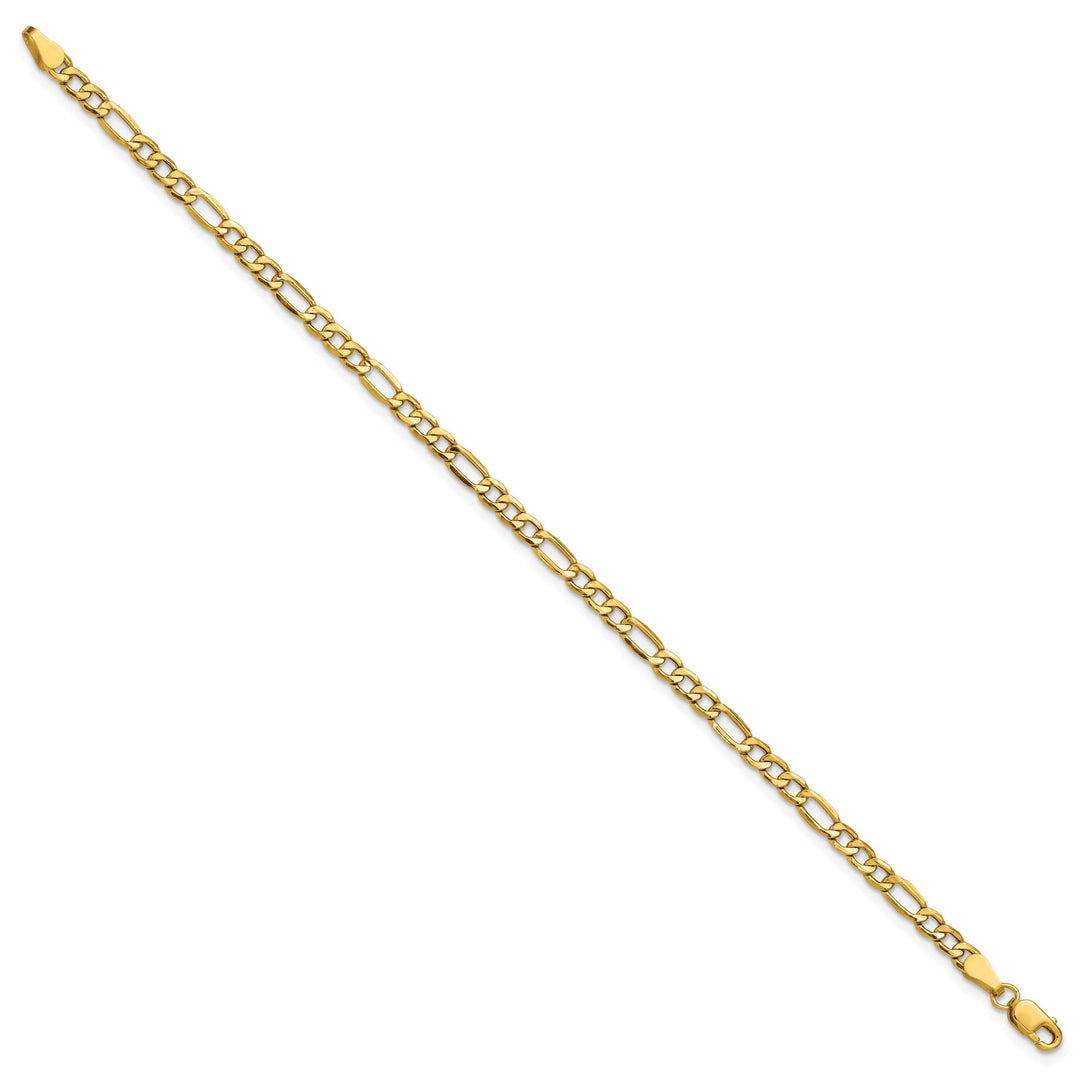 14K Yellow Gold 10 inch 3.5mm Semi-Solid Figaro Anklet