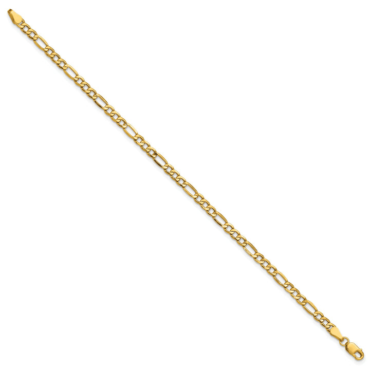 14K Yellow Gold 10 inch 3.5mm Semi-Solid Figaro Anklet