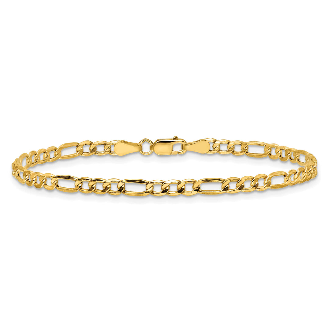 14K Yellow Gold 10 inch 3.5mm Semi-Solid Figaro Anklet