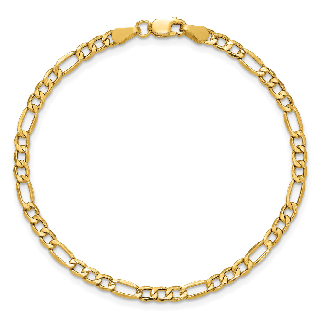 14K Yellow Gold 10 inch 3.5mm Semi-Solid Figaro Anklet