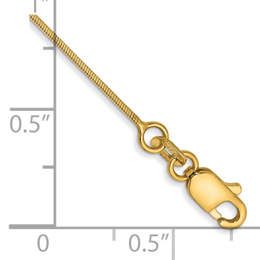 14K Yellow Gold 10 inch .6mm Octagonal Snake Anklet
