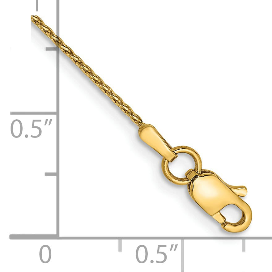 14K Yellow Gold 10 inch .8mm D.C. Parisian Wheat Anklet
