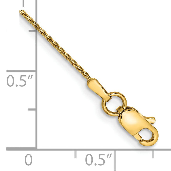14K Yellow Gold 10 inch .8mm D.C. Parisian Wheat Anklet