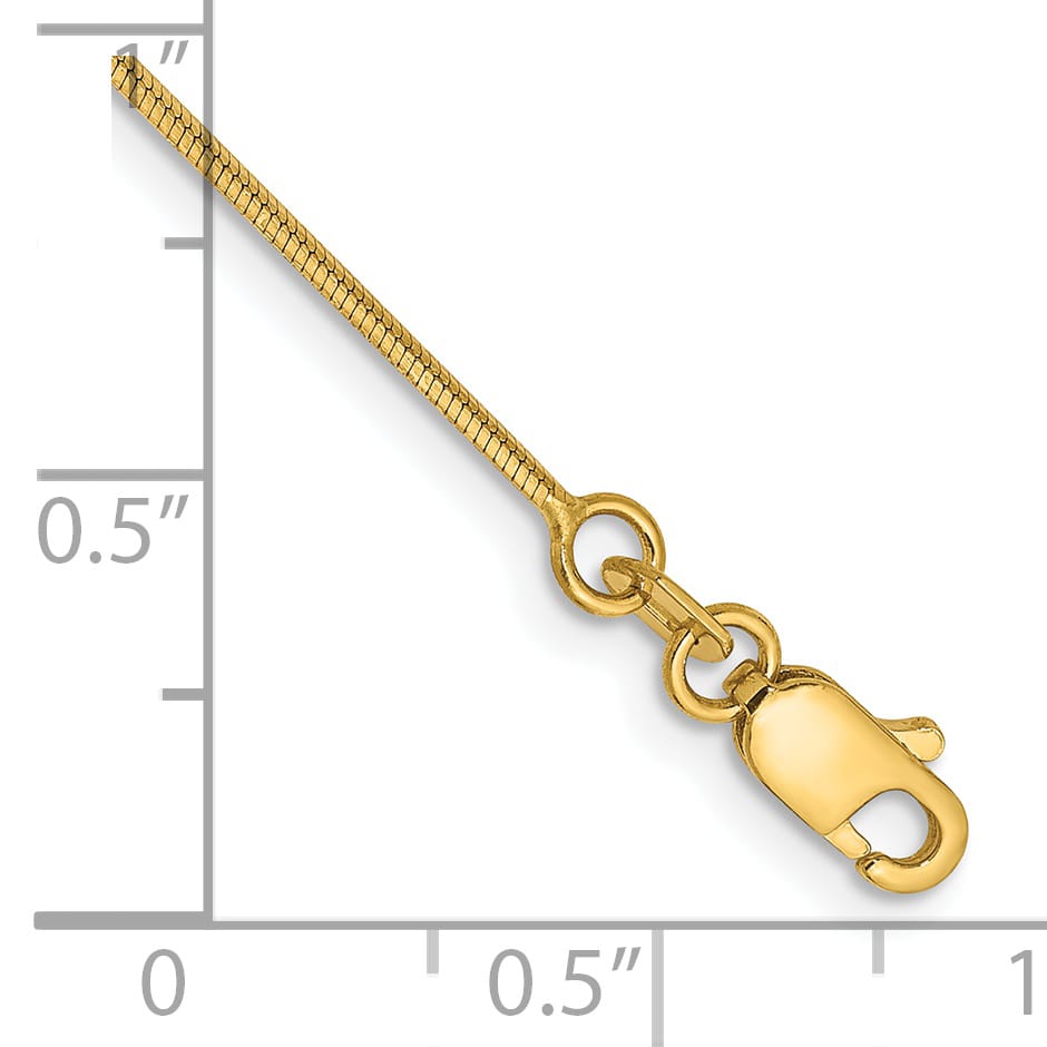 14K Yellow Gold 10 inch .8mm Octagonal Snake Anklet