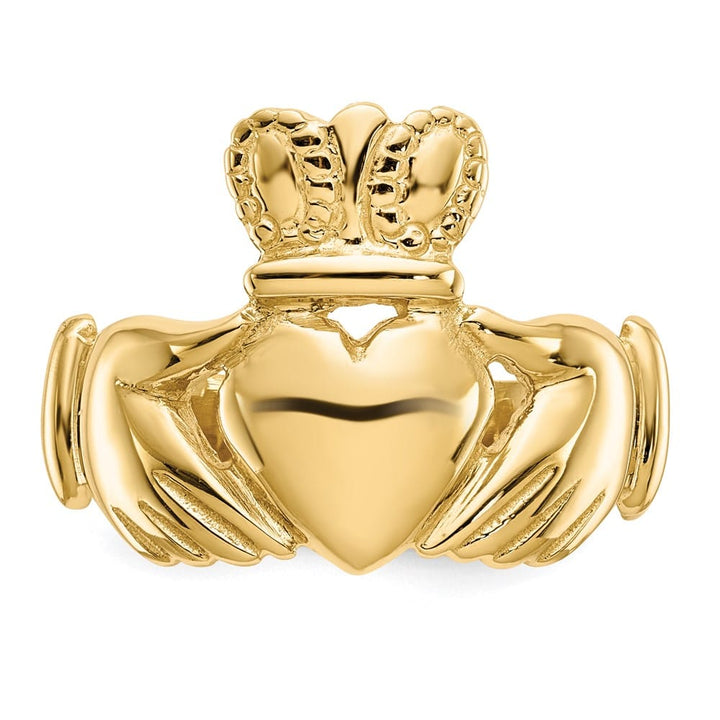 14k Yellow Gold 10 mm Men's Polished Claddagh Ring