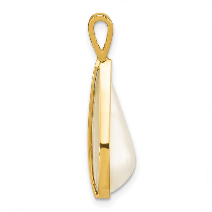 14K Yellow Gold 10 x 18 (tapered) White Mabe Pearl Teardrop Pendant