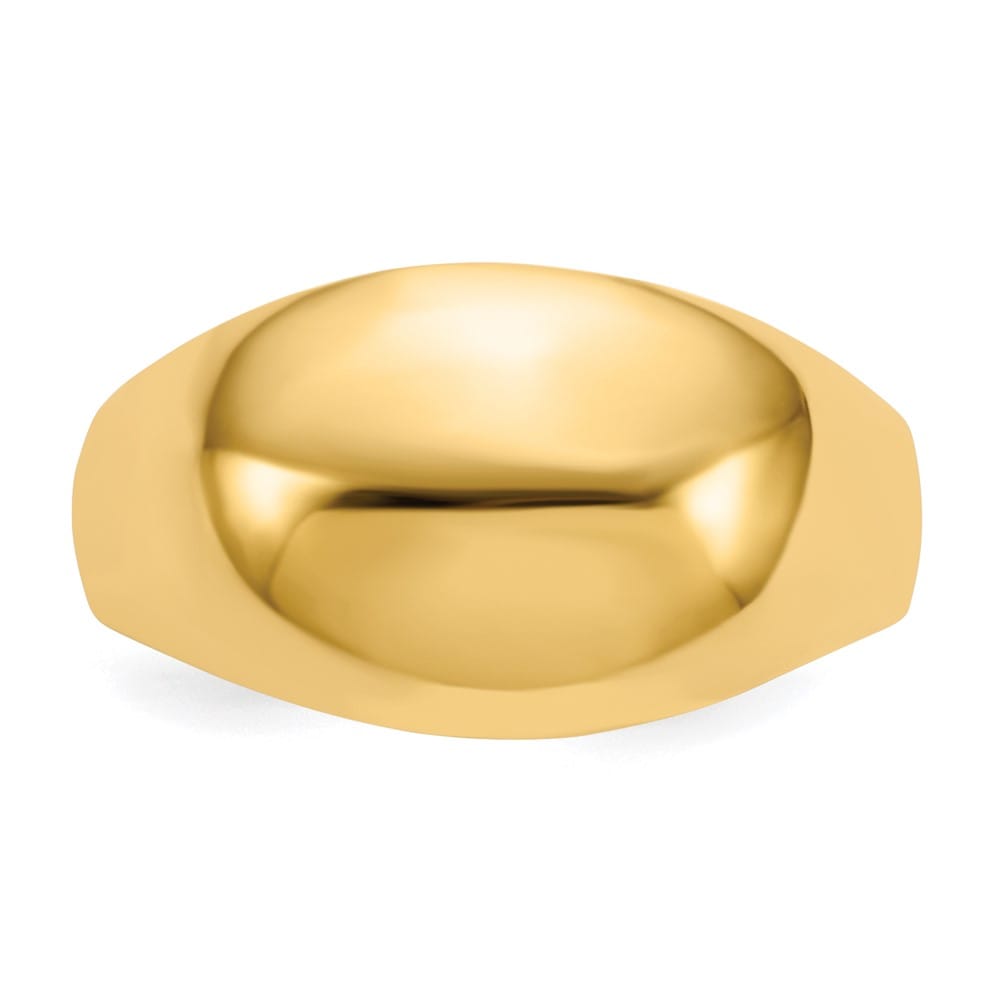 14k Yellow Gold 10mm Domed-top Tapered Cigar Band Ring