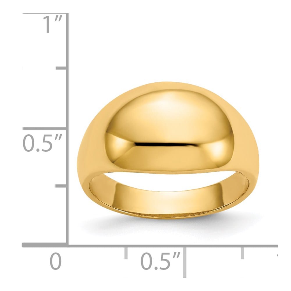 14k Yellow Gold 10mm Domed-top Tapered Cigar Band Ring