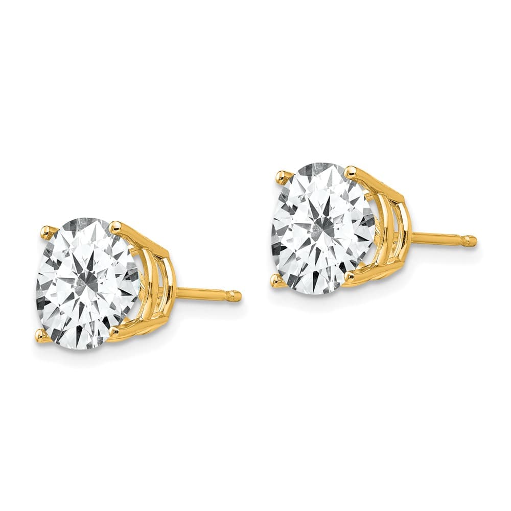 14K Yellow Gold 10mm Round Cubic Zirconia Post Earrings, view 2 of 4