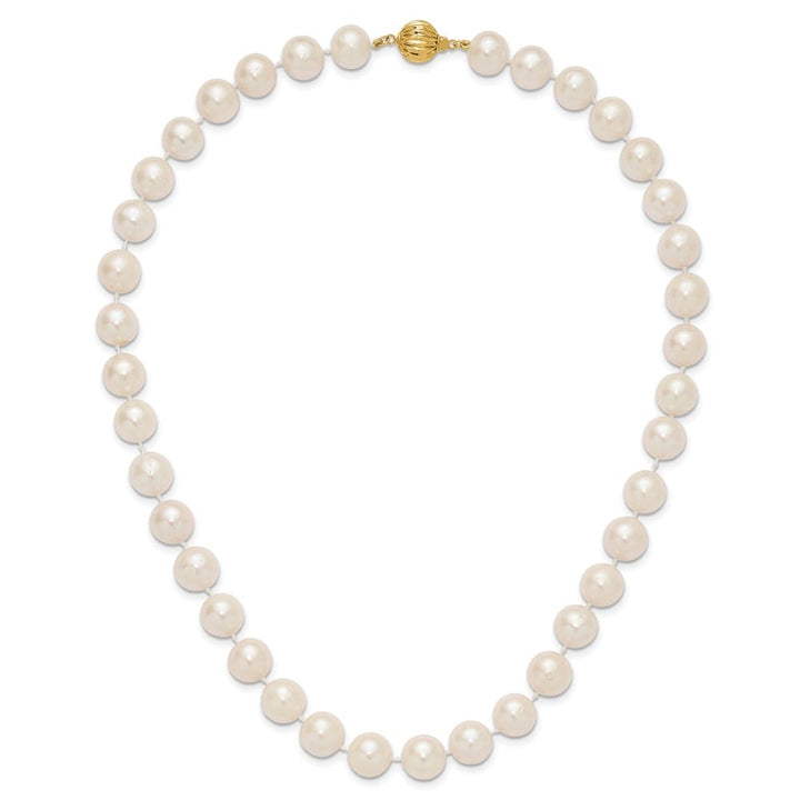 14K Yellow Gold 11-12mm White Round Cultured Pearl 18 inch Necklace
