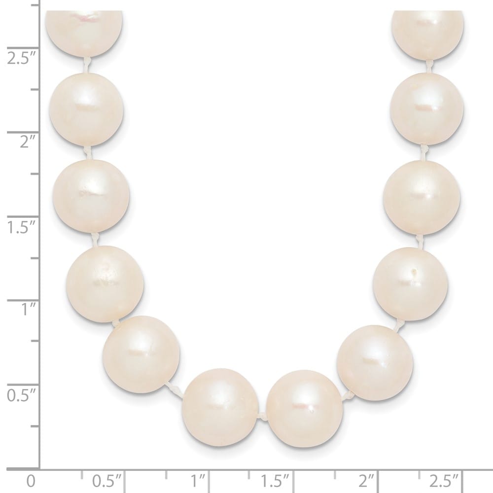 14K Yellow Gold 11-12mm White Round Cultured Pearl 18 inch Necklace