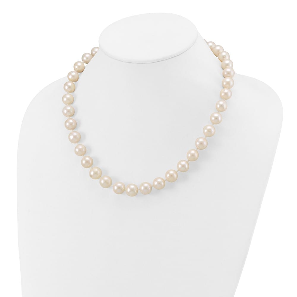 14K Yellow Gold 11-12mm White Round Cultured Pearl 18 inch Necklace