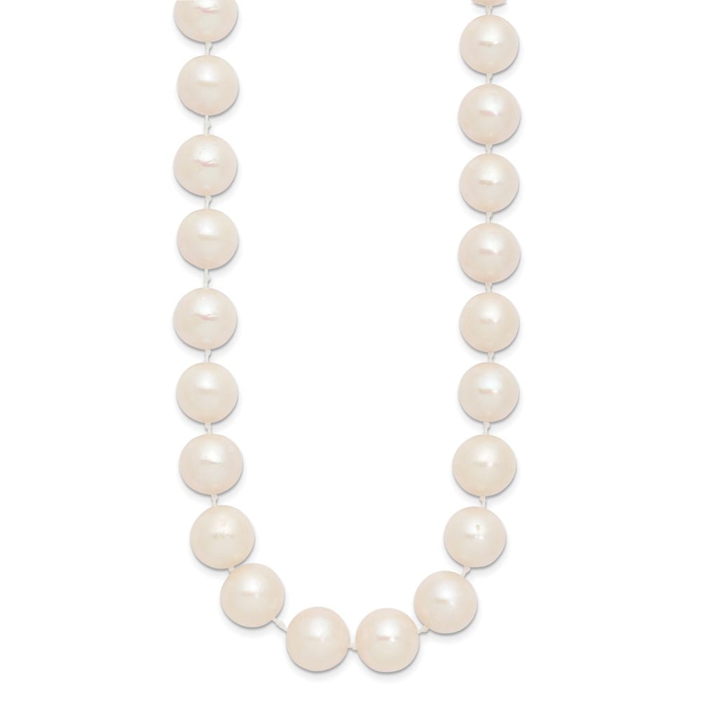 14K Yellow Gold 11-12mm White Round Cultured Pearl 18 inch Necklace