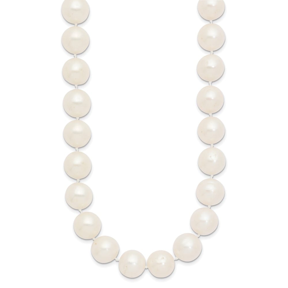 14K Yellow Gold 11-12mm White Round Cultured Pearl 28 inch Necklace
