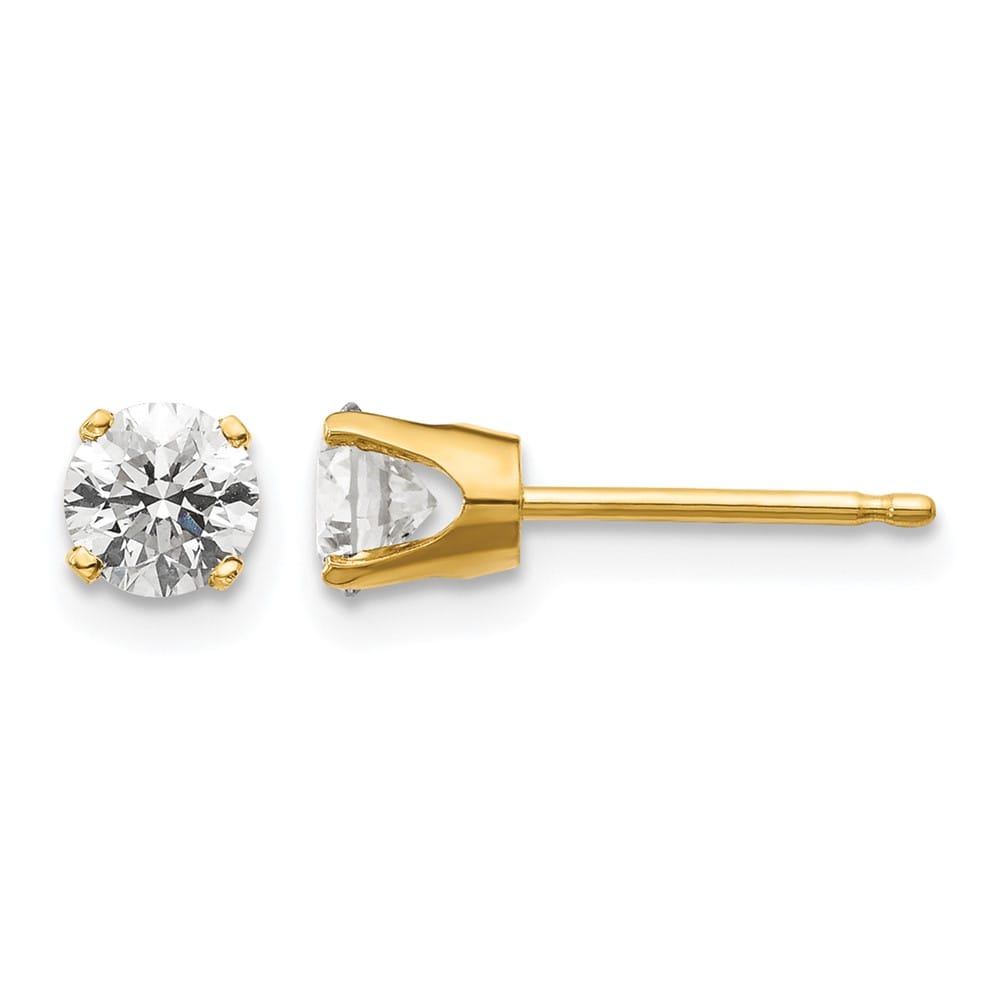 14K Yellow Gold 11/16 ct I2 K-L Diamond Push Back Stud Earrings