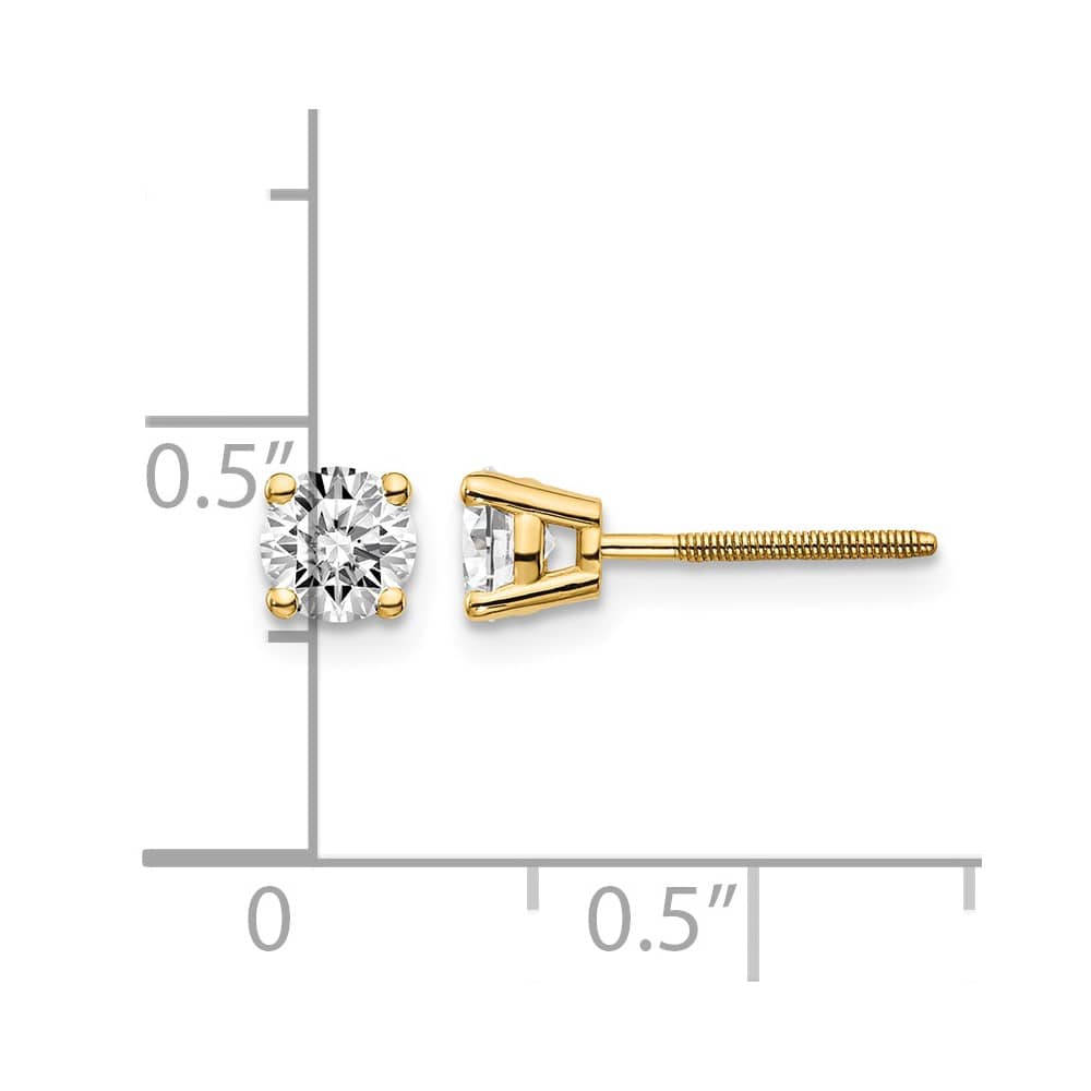 14K Yellow Gold 11/16 ct SI3 G-I Diamond Screw Back Stud Earrings