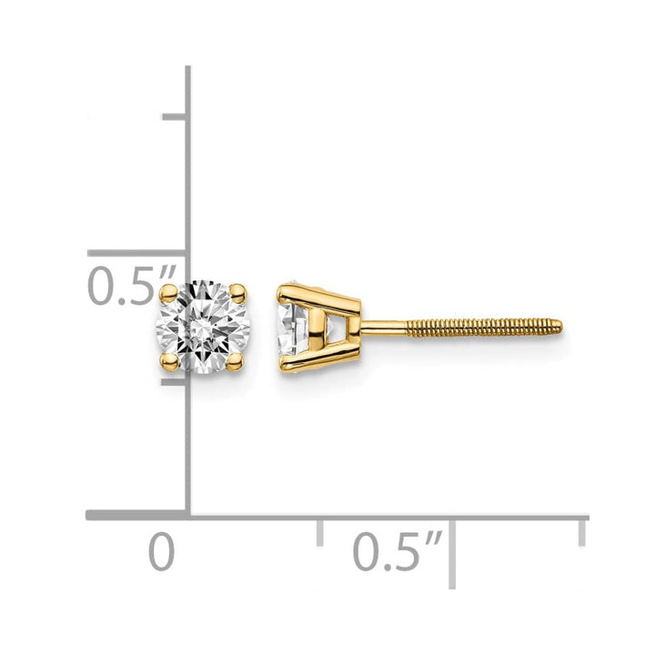 14K Yellow Gold 11/16 ct SI3 G-I Diamond Screw Back Stud Earrings