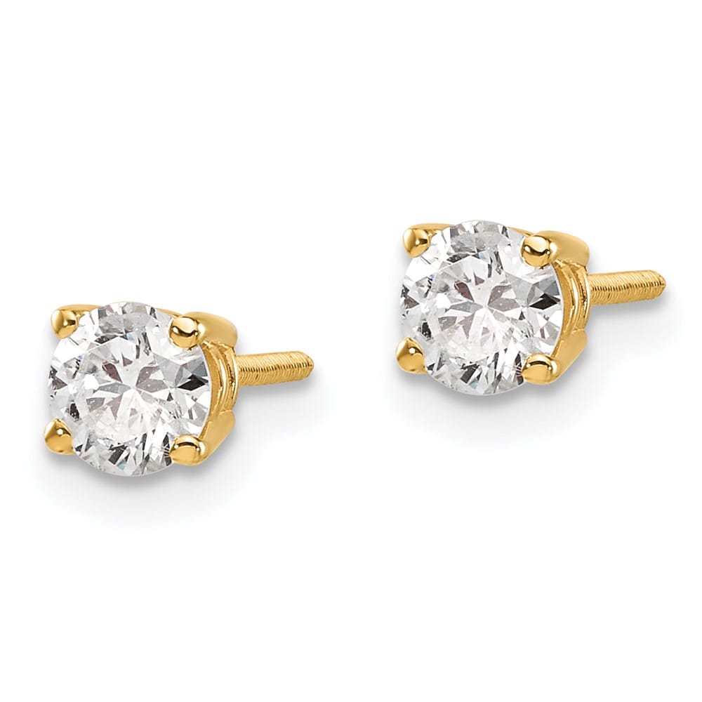 14K Yellow Gold 11/16 ct SI3 G-I Diamond Screw Back Stud Earrings