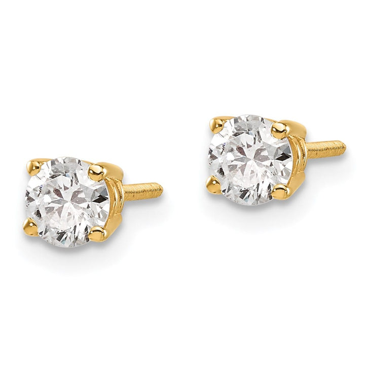 14K Yellow Gold 11/16 ct SI3 G-I Diamond Screw Back Stud Earrings