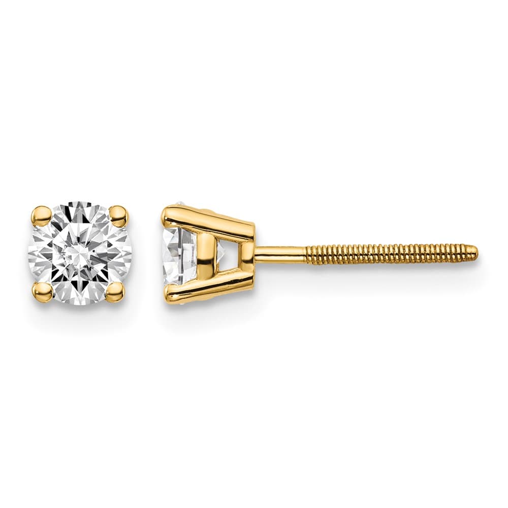 14K Yellow Gold 11/16 ct SI3 G-I Diamond Screw Back Stud Earrings