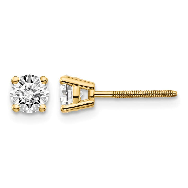 14K Yellow Gold 11/16 ct SI3 G-I Diamond Screw Back Stud Earrings