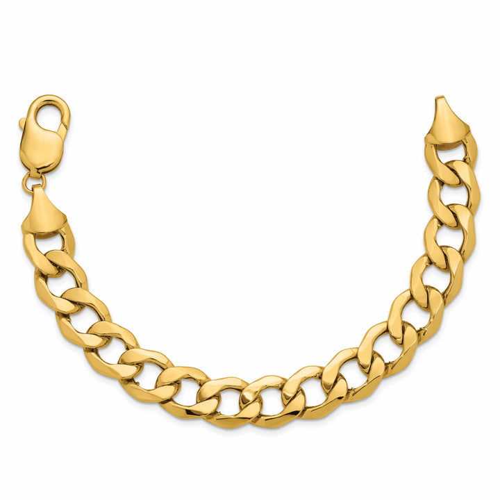 14K Yellow Gold 11.3mm Semi-Solid Curb Bracelet 7 Inch