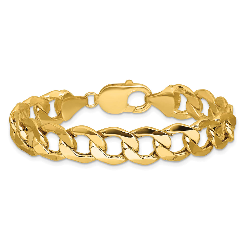 14K Yellow Gold 11.3mm Semi-Solid Curb Bracelet 7 Inch