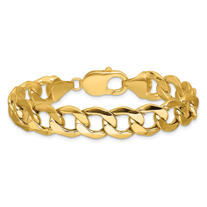 14K Yellow Gold 11.3mm Semi-Solid Curb Bracelet 7 Inch