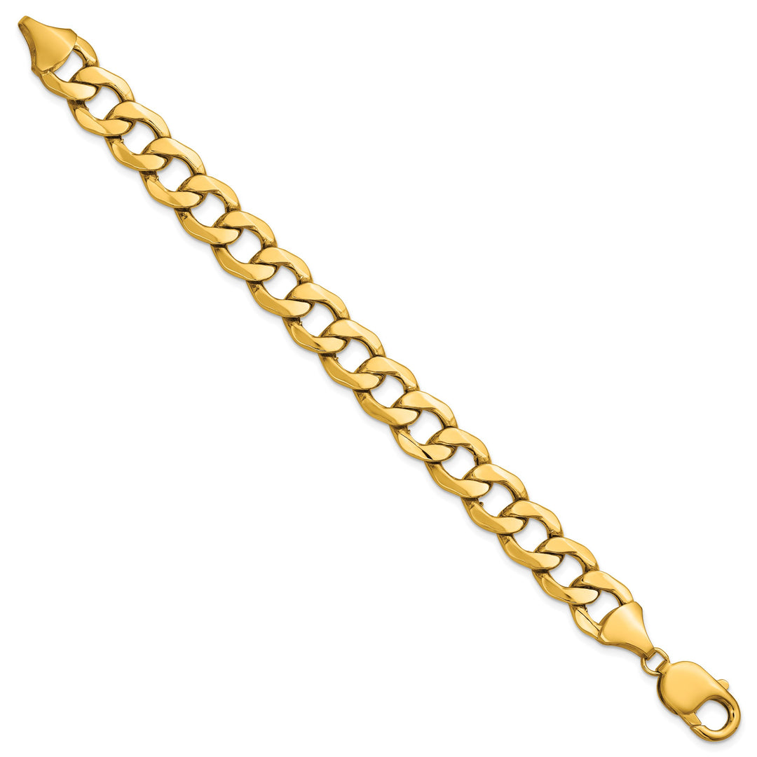 14K Yellow Gold 11.3mm Semi-Solid Curb Bracelet 7 Inch