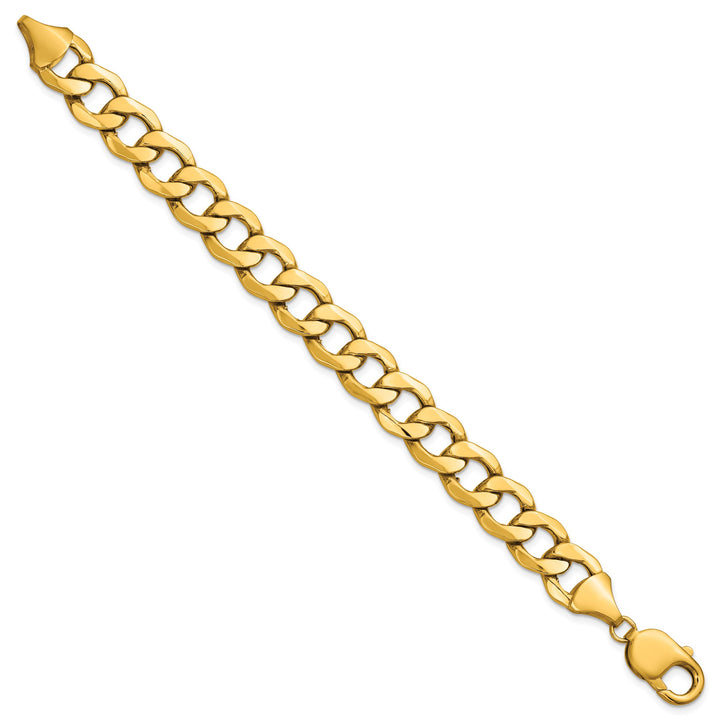 14K Yellow Gold 11.3mm Semi-Solid Curb Bracelet 7 Inch