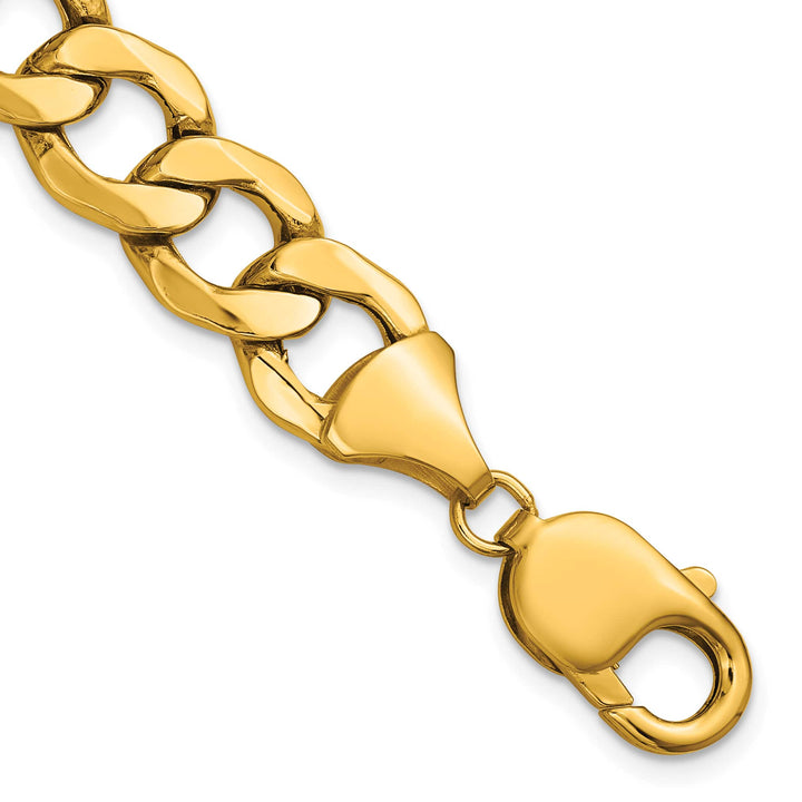 14K Yellow Gold 11.3mm Semi-Solid Curb Bracelet 7 Inch