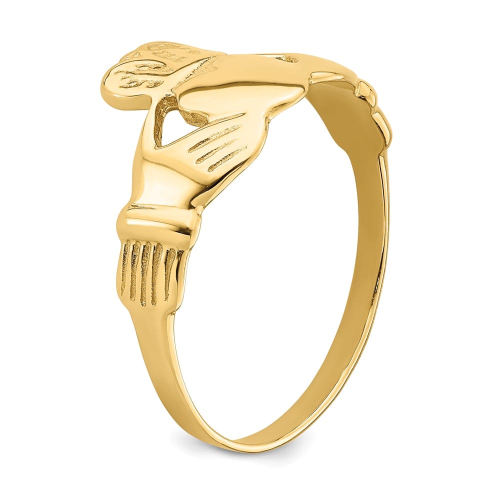 14k Yellow Gold 12 mm 2.88 g Men's Polished Claddagh Ring