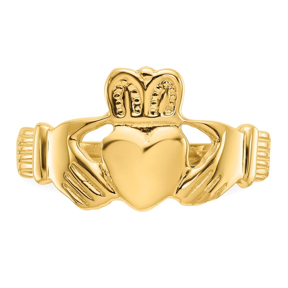 14k Yellow Gold 12 mm 2.88 g Men's Polished Claddagh Ring