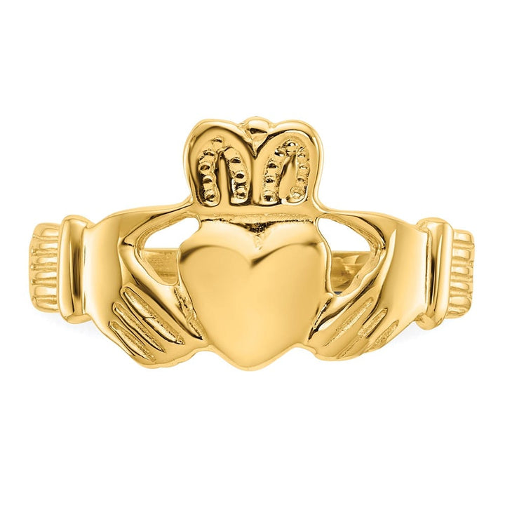 14k Yellow Gold 12 mm 2.88 g Men's Polished Claddagh Ring