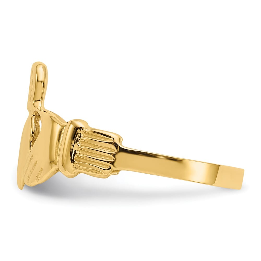 14k Yellow Gold 12 mm 2.88 g Men's Polished Claddagh Ring