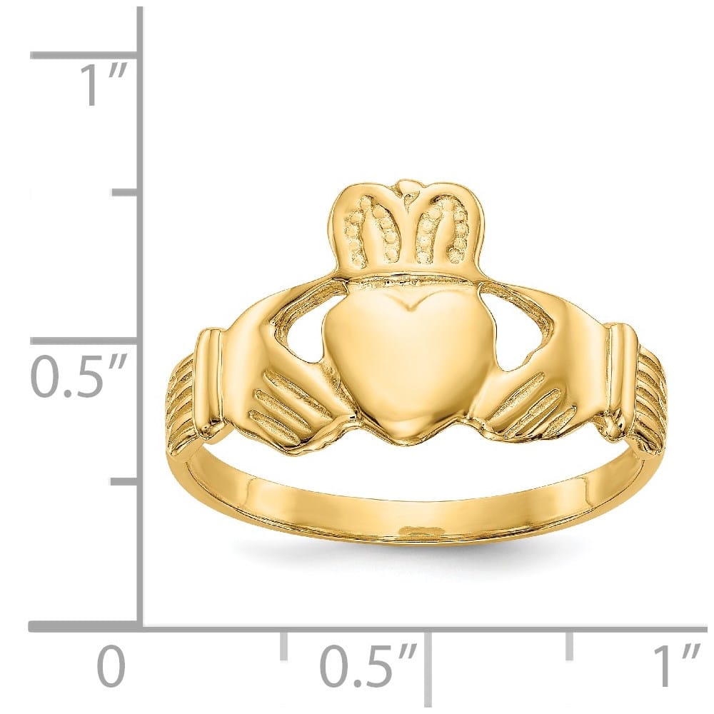14k Yellow Gold 12 mm 2.88 g Men's Polished Claddagh Ring