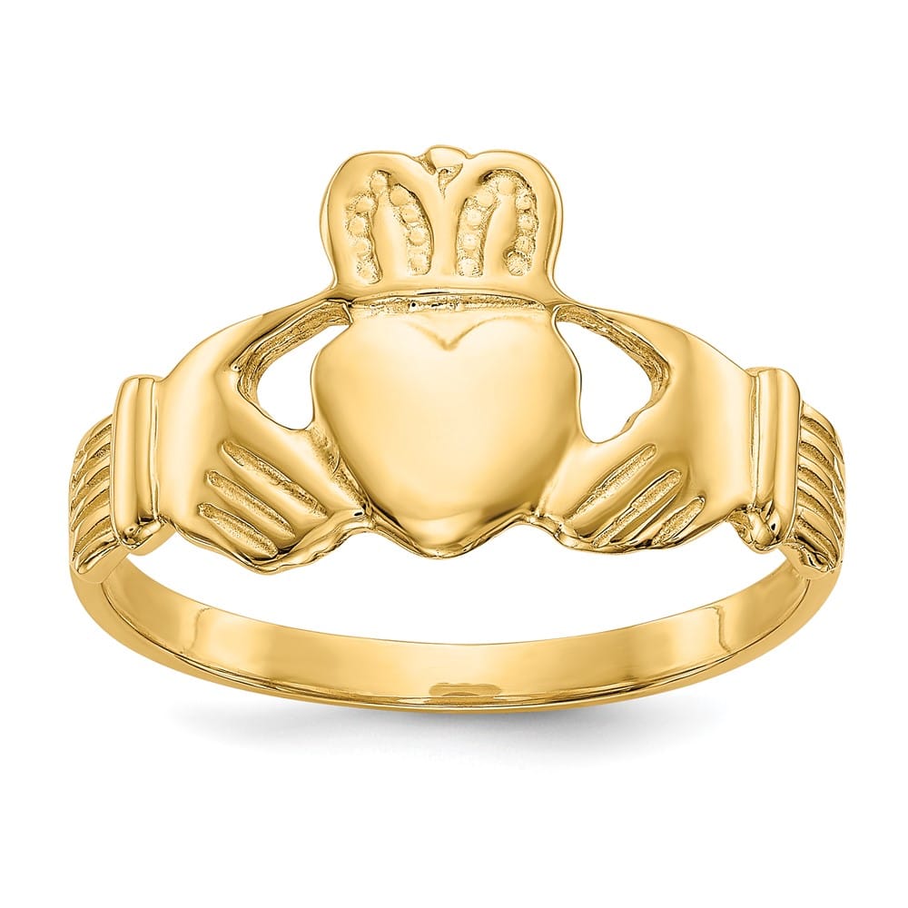 14k Yellow Gold 12 mm 2.88 g Men's Polished Claddagh Ring
