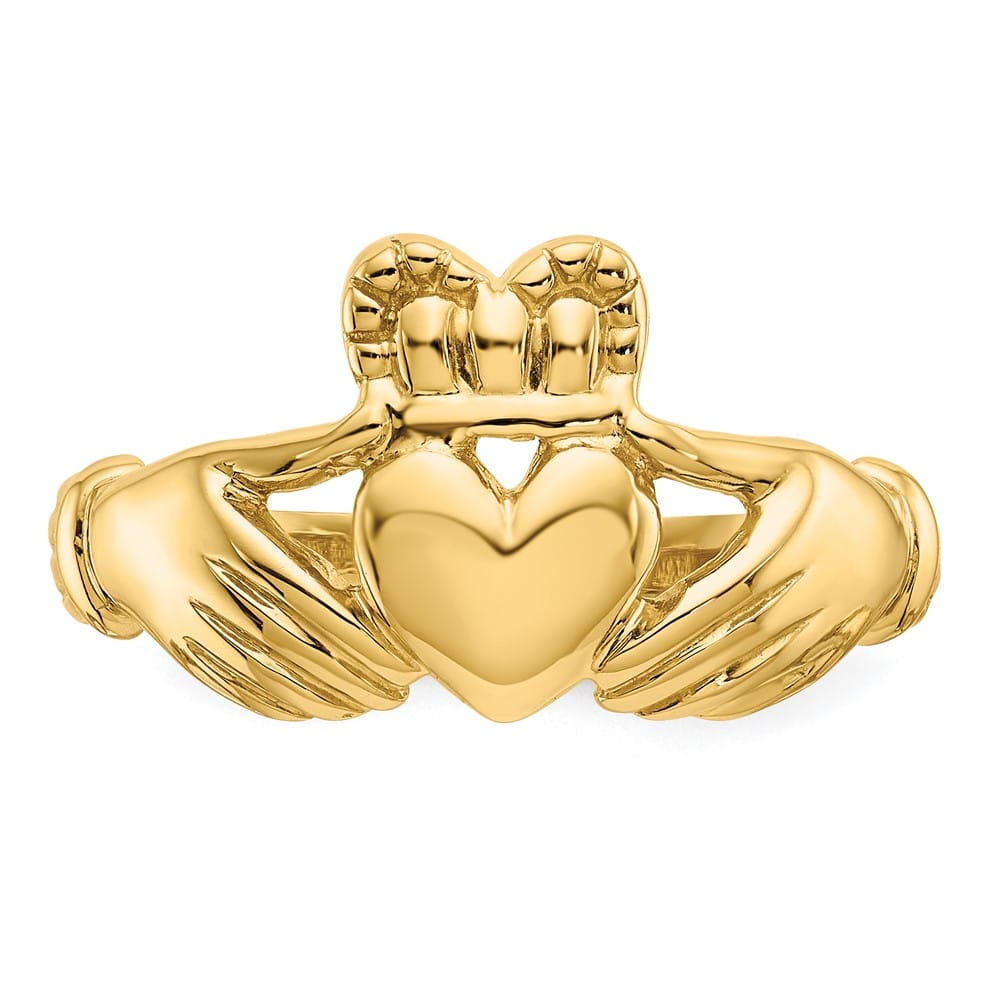 14k Yellow Gold 12 mm 4.48 g Men's Polished Claddagh Ring