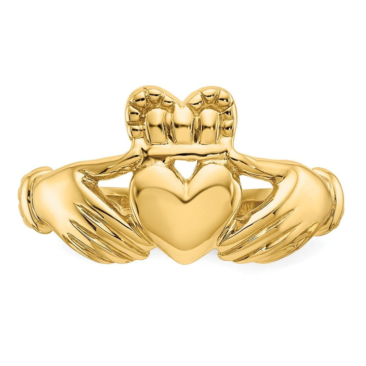 14k Yellow Gold 12 mm 4.48 g Men's Polished Claddagh Ring